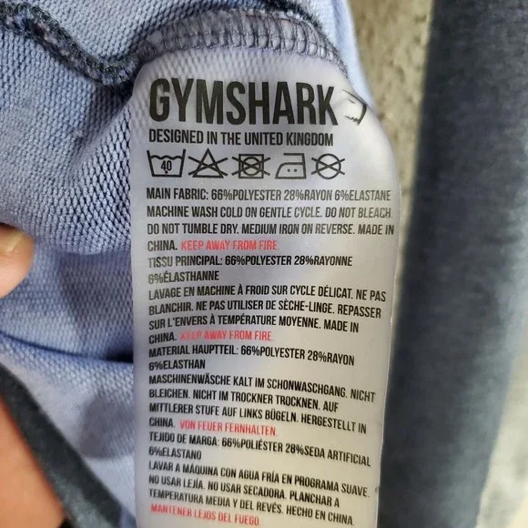 Gymshark Quarter Zip Pullover Athletic Jacket Womens  M Blue Gray Thumb Holes - Picture 12 of 12